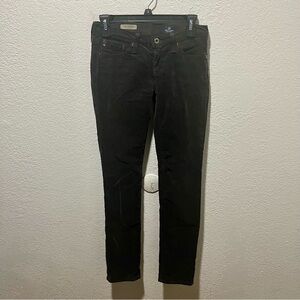 AG Adriano Goldschmied The Stevie Slim Straight Black Corduroy Pants